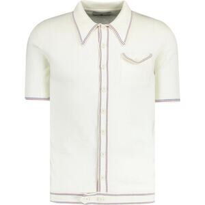 Madcap England Crawdaddy Retro Mod Micro Dash Slim Knit Polo Cardigan Size 2XL